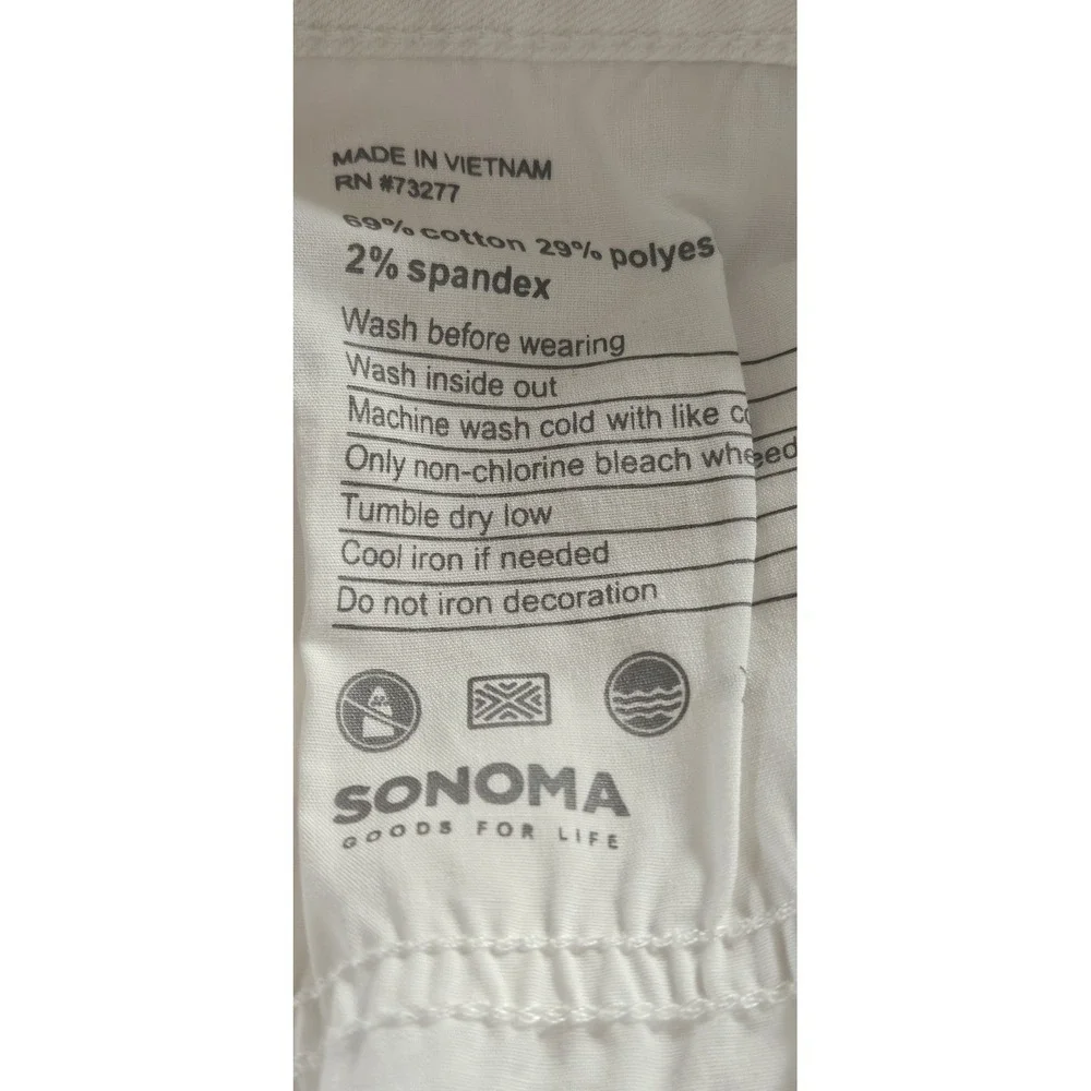NWT SONOMA‎ white denim mid rise woman 12R cuffed Bermuda shorts inseam 9